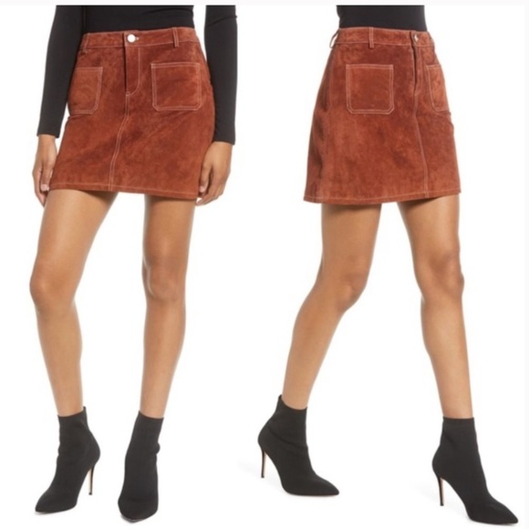 **BOGO Free** Blank NYC Genuine Leather Retro Skirt with Pockets - Picture 2 of 8